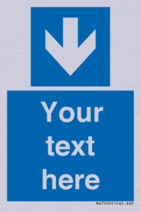 Custom Mandatory directional sign, blue arrow down